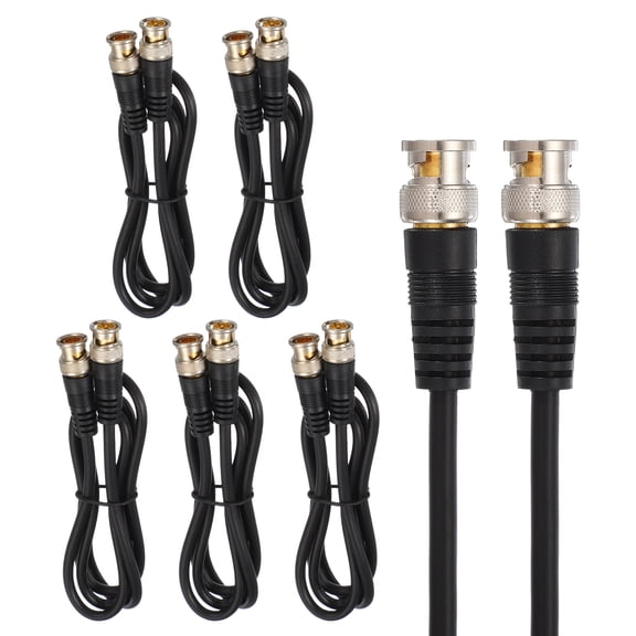 Uxcell BNC Male to BNC Male Coaxial Cable, 5Pcs 1M RG59 75-3 Video Cable Extension Connector for DVR CCTV Camera Security System Monitor Video Connection, Black