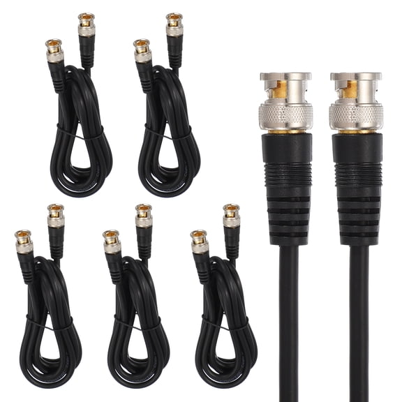 Uxcell BNC Male to BNC Male Coaxial Cable, 5Pcs 2M RG59 75-3 Video Cable Extension Connector for DVR CCTV Camera Security System Monitor Video Connection, Black