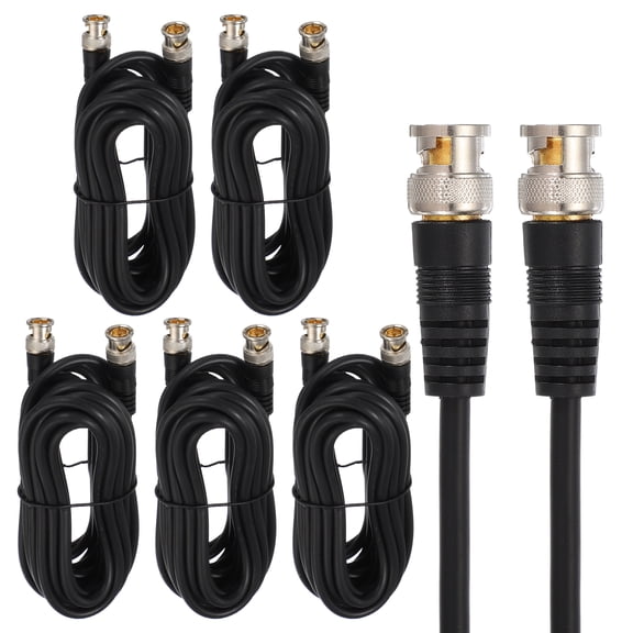 Uxcell BNC Male to BNC Male Coaxial Cable, 5Pcs 5M RG59 75-3 Video Cable Extension Connector for DVR CCTV Camera Security System Monitor Video Connection, Black