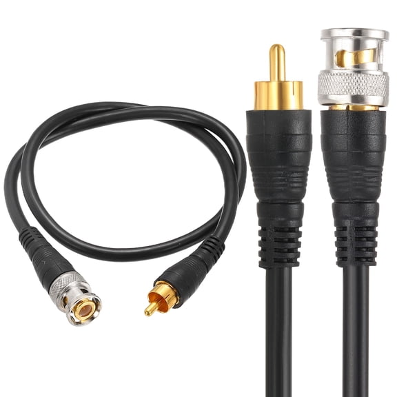 Uxcell BNC Male to RCA Male Coaxial Cable, 0.5M RG59 75-3 Video Cable Extension Connector for DVR CCTV Camera Security System Monitor Video Connection, Black