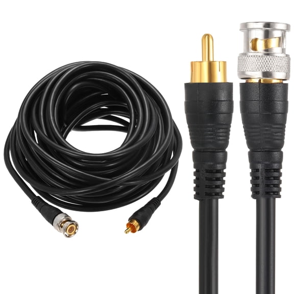 Uxcell BNC Male to RCA Male Coaxial Cable, 10M RG59 75-3 Video Cable Extension Connector for DVR CCTV Camera Security System Monitor Video Connection, Black