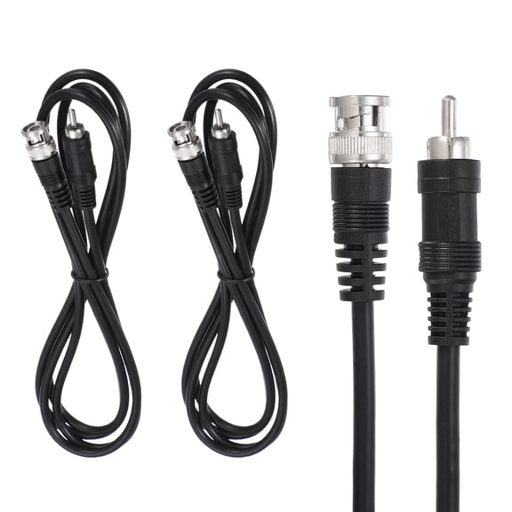 Uxcell BNC Male to RCA Male Coaxial Cable, 2Pcs 1.8M RG59 75-3 Video Cable Extension Connector for DVR CCTV Camera Security System Monitor Video Connection, Black