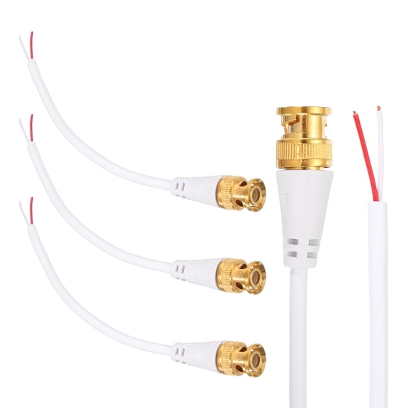 Uxcell BNC Pigtail Cable Bare Wire, 3Pcs 0.2M Gold-Plated BNC Male Open End Coaxial Connector Extension for DVR CCTV Camera Security System Monitor Video Connection, White