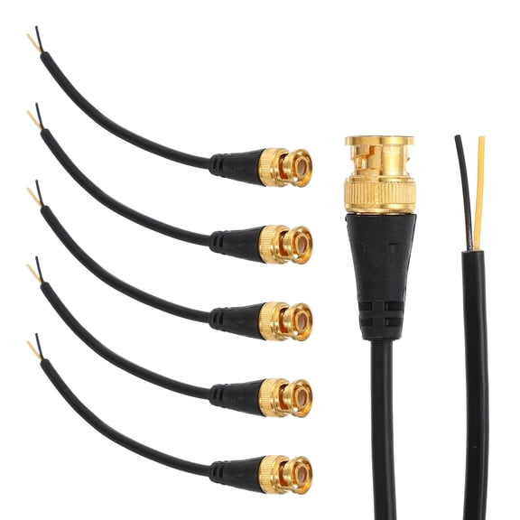 Uxcell BNC Pigtail Cable Bare Wire, 5Pcs 0.2M Gold-Plated BNC Male Open End Coaxial Connector Extension for DVR CCTV Camera Security System Monitor Video Connection, Black