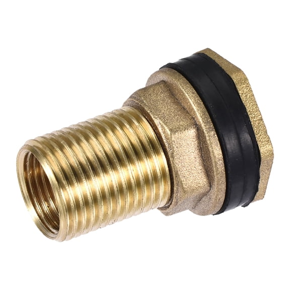 Uxcell BSPT3/8 Female G1/2 Male Pipe Fitting Brass Bulkhead Fitting with Silicone Gasket