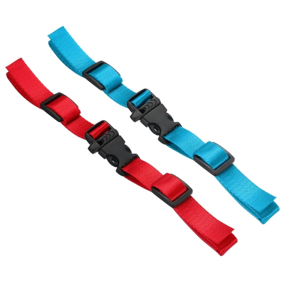 Uxcell Backpack Belt Strap Set, 2 Pack Nylon Webbing Adjustable Waist Strap with Quick Release Buckle, Red, Blue