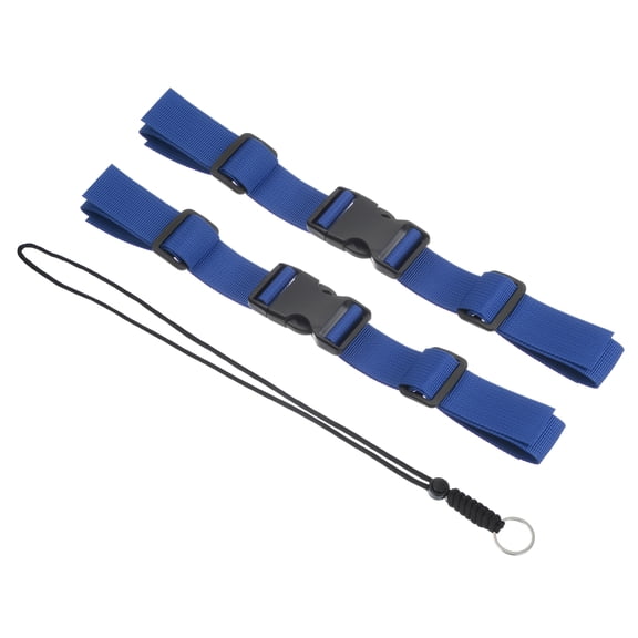 Uxcell 2Pcs Backpack Chest Strap Set Adjustable Polyester Webbing with Quick‑Release Buckle Anti‑Lost Lanyard Blue