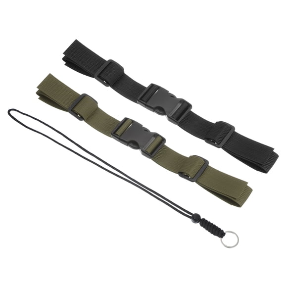 Uxcell Backpack Chest Strap, Webbing Adjustable Replacement Strap with Quick-Release Buckle & Lanyard, Green/Black 2 Pcs