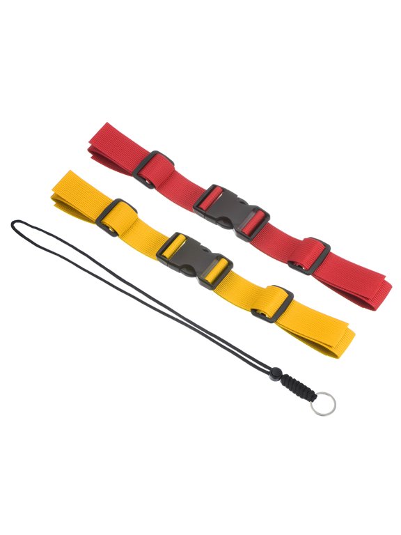 2Pcs Backpack Chest Strap Set Adjustable Polyester Webbing with Quick‑Release Buckle Anti‑Lost Lanyard Yellow/Red