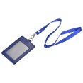 thumbnail image 1 of Uxcell Badge Holder 11x7.4cm Vertical PU ID Card Holder with Rivet Detachable Neck Lanyard Blue, 1 of 6