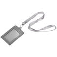 thumbnail image 1 of Uxcell Badge Holder 11x7.4cm Vertical PU ID Card Holder with Rivet Detachable Neck Lanyard Grey, 1 of 6