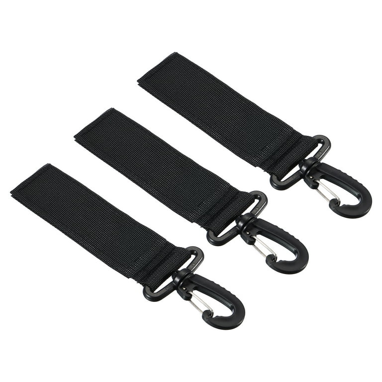 Uxcell Bag Hook, Nylon Webbing Strap Cart Hanging Hook with Key Holder  Clip, Black 3 Pack