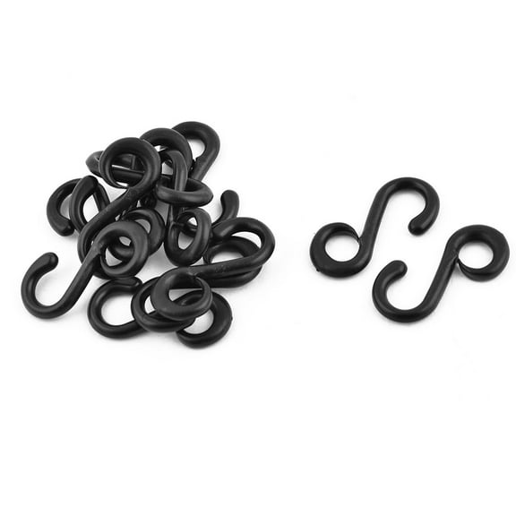 Uxcell Bag Plastic S Shape Strap Connective Swivel Snap Ring Hooks Buckle Black 12pcs