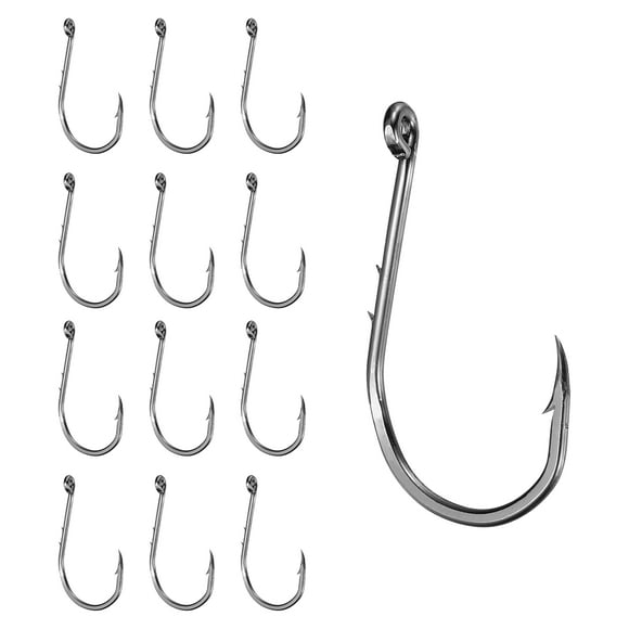 Uxcell Bait Holder Fishing Hook, High Carbon Steel Double Barbed Fishing Hook Closed Eye, Offset, 1# & Black & 50Pcs - Fitting For(Saltwater/Freshwater Rigs)
