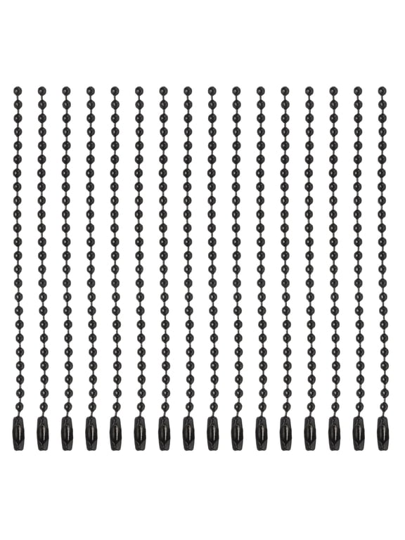 Ball Bead Chain Beaded Necklace Chains 4 Inch 2.4mm/0.1inch for Jewelry Making,Pack of 100(Black)