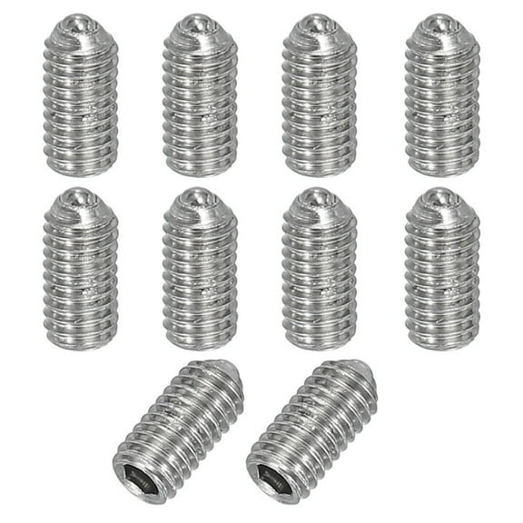Uxcell Ball Point Set Screws, 304 Stainless Steel Hex Socket Spring Ball Point Grub Screws 10 M3x6mm