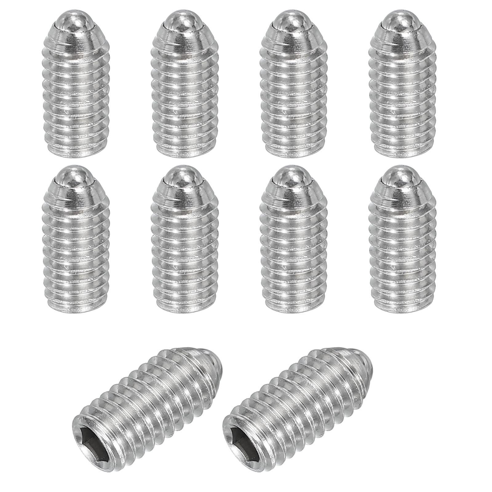 Uxcell 10Pcs M6x12mm Ball Point Set Screw 304 Stainless Steel Spring ...