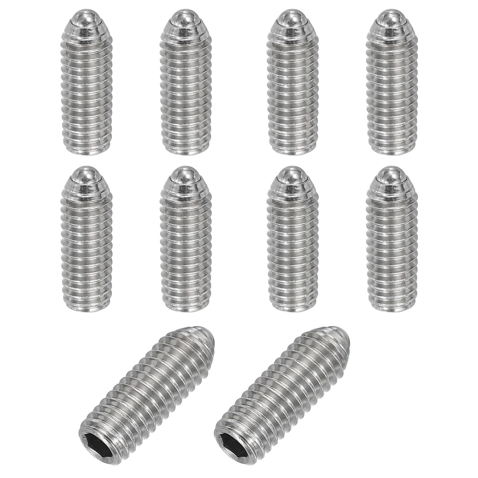 Uxcell 10Pcs M6x16mm Ball Point Set Screw 304 Stainless Steel Spring ...