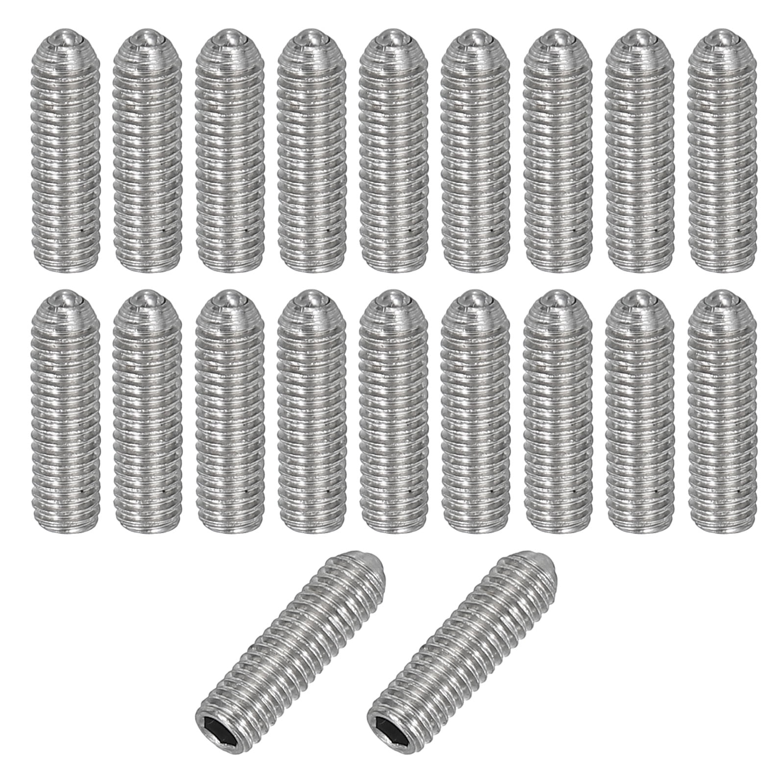 Uxcell 20Pcs M3x10mm Ball Point Set Screw 304 Stainless Steel Spring ...
