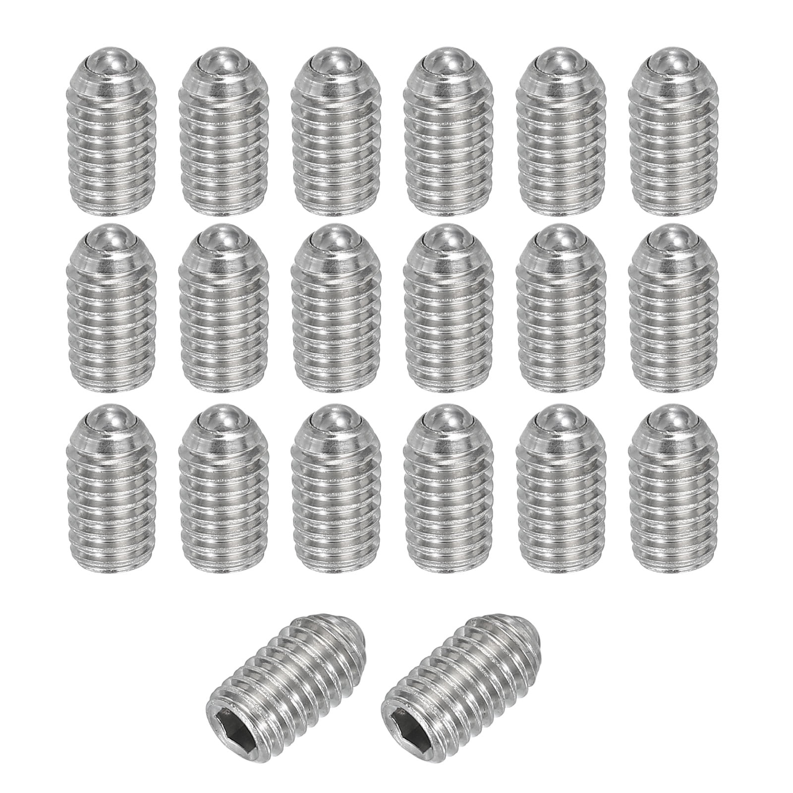 Uxcell 20Pcs M6x10mm Ball Point Set Screw 304 Stainless Steel Spring ...