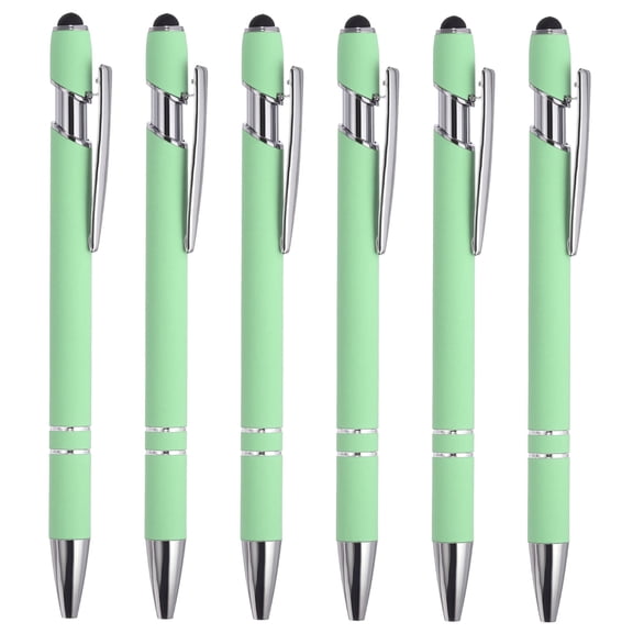 Uxcell Ballpoint Pen with Stylus Tip Metal Pen Black Ink 1.0mm Medium Point Stylus Pen Style 1, Green 6 Pack