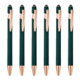 thumbnail image 1 of Uxcell Ballpoint Pen with Stylus Tip Metal Pen Black Ink 1.0mm Medium Point Stylus Pen Style 2, Green 6 Pack, 1 of 6