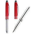 thumbnail image 1 of Uxcell Ballpoint Pen with Stylus Tip and LED Flashlight Metal Pen Black Ink 1.0mm Medium Point Stylus Pen, Red 3 Pack, 1 of 7