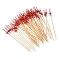 thumbnail image 1 of Uxcell Bamboo Cocktail Toothpicks Red Pearl Bead Drink Picks Skewer 100Pack Red Sticks, 1 of 8