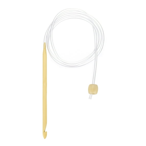 Uxcell Bamboo Tunisian Circular Crochet Hook 6.5mm Afghan Wood Knitting Needles with Cable and Bead End