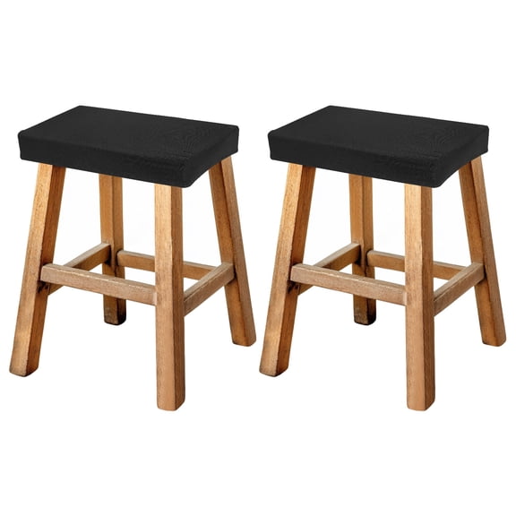 Uxcell Bar Stool Cover Rectangle, Stretch Washable Saddle Counter Vanity Barstool Slipcover Seat Cushion Protector with Elastic Band for Wooden Metal Bench(Black, 2Pcs)