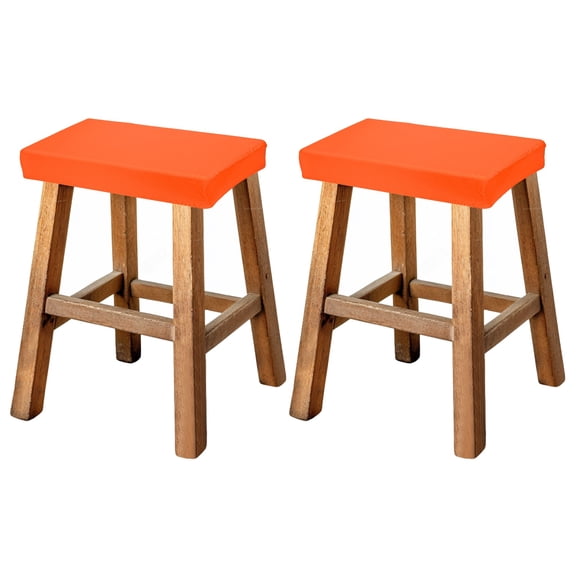 Uxcell Bar Stool Cover Rectangle, Stretch Washable Saddle Counter Vanity Barstool Slipcover Seat Cushion Protector with Elastic Band for Wooden Metal Bench Chair(Orange, 2Pcs)