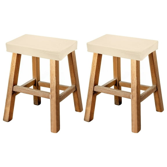 Uxcell Bar Stool Cover Rectangle, Stretch Washable Saddle Counter Vanity Barstool Slipcover Seat Cushion Protector with Elastic Band for Wooden Metal Bench Chair(Beige, 2Pcs)