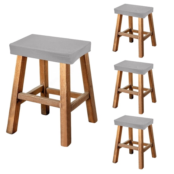 Uxcell Bar Stool Cover Rectangle, Stretch Washable Saddle Counter Vanity Barstool Slipcover Seat Cushion Protector with Elastic Band for Wooden Metal Bench Chair(Dark Gray, 4Pcs)