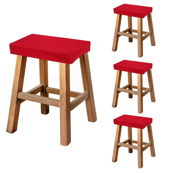 Uxcell Bar Stool Cover Rectangle, Stretch Washable Saddle Counter Vanity Barstool Slipcover Seat Cushion Protector with Elastic Band for Wooden Metal Bench Chair(Red, 4Pcs)