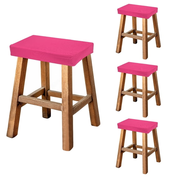 Uxcell Bar Stool Cover Rectangle, Stretch Washable Saddle Counter Vanity Barstool Slipcover Seat Cushion Protector with Elastic Band for Wooden Metal Bench Chair(Rose Red, 4Pcs)
