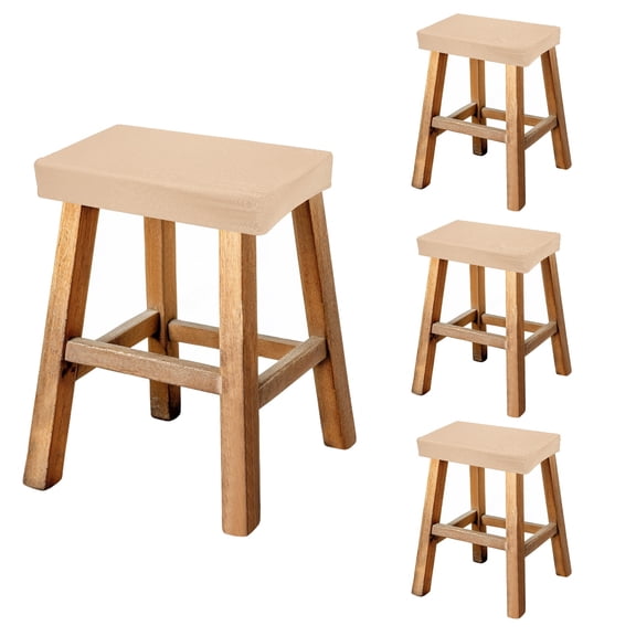 Uxcell Bar Stool Cover Rectangle, Stretch Washable Saddle Counter Vanity Barstool Slipcover Seat Cushion Protector with Elastic Band for Wooden Metal Bench Chair(Yellow, 4Pcs)