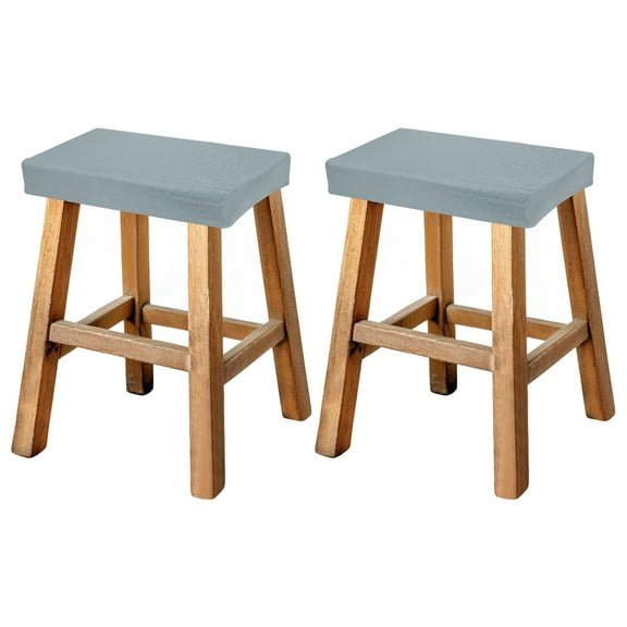 Uxcell Bar Stool Cover Rectangle, Stretch Washable Saddle Counter Vanity Barstool Slipcover Seat Cushion Protector with Elastic Band for Wooden Metal Bench Chair(Light Gray, 2Pcs)