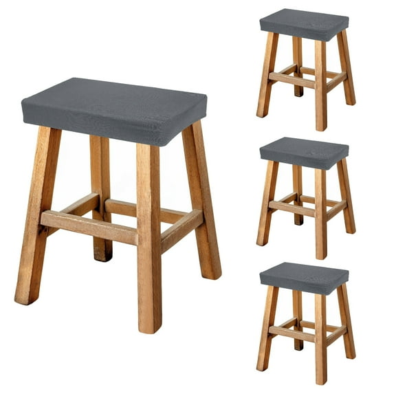 Uxcell Bar Stool Cover Rectangle, Stretch Washable Saddle Counter Vanity Barstool Slipcover Seat Cushion Protector with Elastic Band for Wooden Metal Bench Chair(Gray, 4Pcs)
