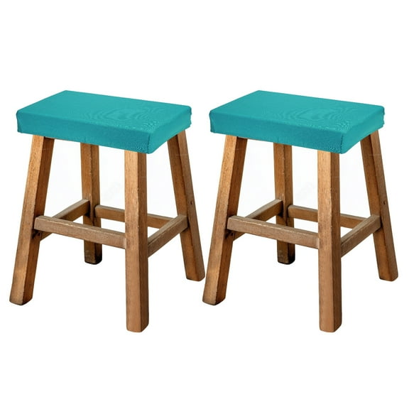 Uxcell Bar Stool Cover Rectangle, Stretch Washable Saddle Counter Vanity Barstool Slipcover Seat Cushion Protector with Elastic Band for Wooden Metal Bench(Peacock Blue, 2Pcs)