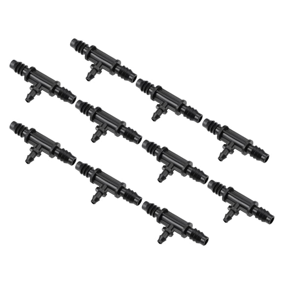Uxcell Barb Drip Tee Pipe Connector 4mm and 8mm Inner Diameter Hose Fitting for Garden Irrigation System, Plastic 30pcs