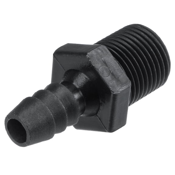 Uxcell Barb OD NPT Male Thread Plastic Hose Fitting Hex Adapter Black 5/16"x3/8NPT