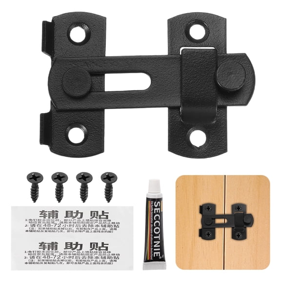 Uxcell Barn Door Latch, (3Inch, Black) (1 Set), Stainless Steel 180 Degree Flip Sliding Gate Latch Lock Security Hook Door Lock with Screw, Suit For- Fence/Barn/Gate/Cabinet/Closet
