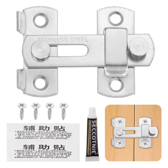 Uxcell Barn Door Latch, (3Inch, Silver) (1 Set), Stainless Steel 180 Degree Flip Sliding Gate Latch Lock Security Hook Door Lock with Screw, Suit For- Fence/Barn/Gate/Cabinet/Closet