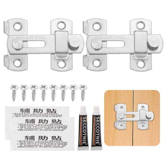 Uxcell Barn Door Latch, (3Inch, Silver) (3 Set), Stainless Steel 180 Degree Flip Sliding Gate Latch Lock Security Hook Door Lock with Screw, Suit For- Fence/Barn/Gate/Cabinet/Closet