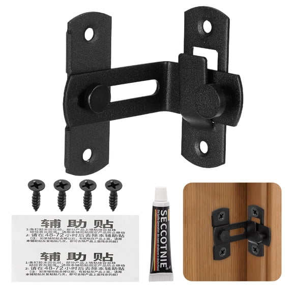 Uxcell Barn Door Latch, (4Inch, Black) (1 Set), Stainless Steel 90 Degree Flip Sliding Gate Latch Lock Security Hook Door Lock with Screw, Suit For- Fence/Barn/Gate/Cabinet/Closet