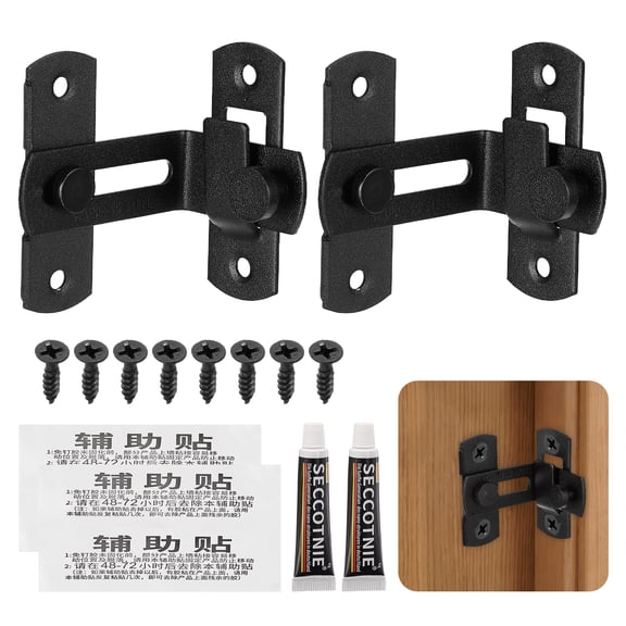 Uxcell Barn Door Latch, (4Inch, Black) (2 Set), Stainless Steel 90 Degree Flip Sliding Gate Latch Lock Security Hook Door Lock with Screw, Suit For- Fence/Barn/Gate/Cabinet/Closet