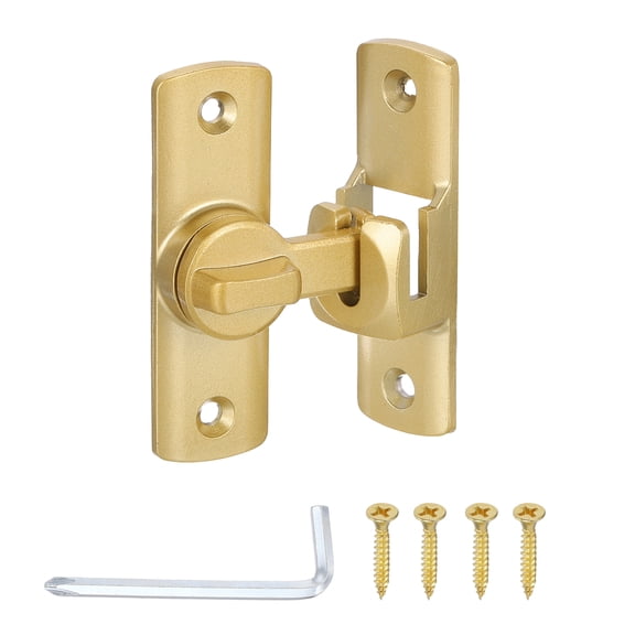 Uxcell Barn Door Lock, 90/180 Degree Security Flip Sliding Door Latch, Gold