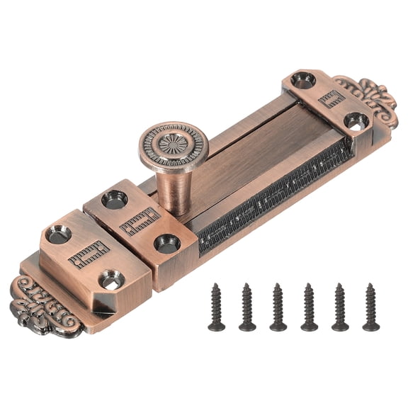 Uxcell Barrel Bolt Latch, Slide Door Lock Zinc Alloy Gate Door Catch Bolt Latch Red Bronze 4 Inch