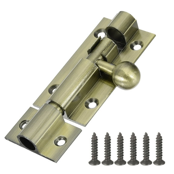 Uxcell Barrel Bolt Latch Vintage Security Slide Lock with Mounting Screws for Wooden Door Barn Fence Shed Window Green Bronze 4 Inch