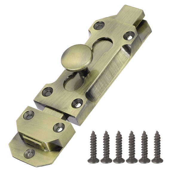 Uxcell Barrel Bolt Latch, Vintage Slide Lock with Mounting Screws for Wooden Door Barn Fence Shed Window Green Bronze 5 Inch
